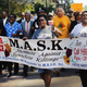 Demonstrators in Clayton, Mo., protest the killing of teenager Michael Brown, Aug. 12, 2014.
Scott Olsen/Getty Images